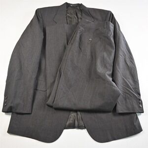 Vtg USA Made 44L 38x32 Brown Glenn Check Wool Mens Jacket Pants Suit